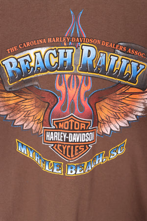 HARLEY DAVIDSON Beach Rally Myrtle Beach SC Eagle Flame Logo Tee (M-L)