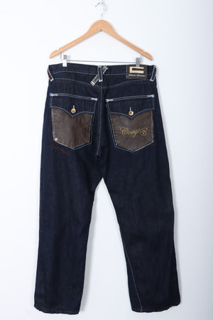 COOGI Leather Contrast Stitch Y2K Jeans (38x34)