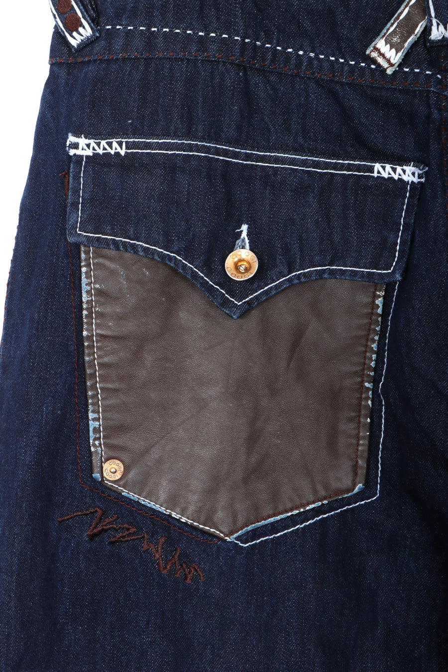 COOGI Leather Contrast Stitch Y2K Jeans (38x34)