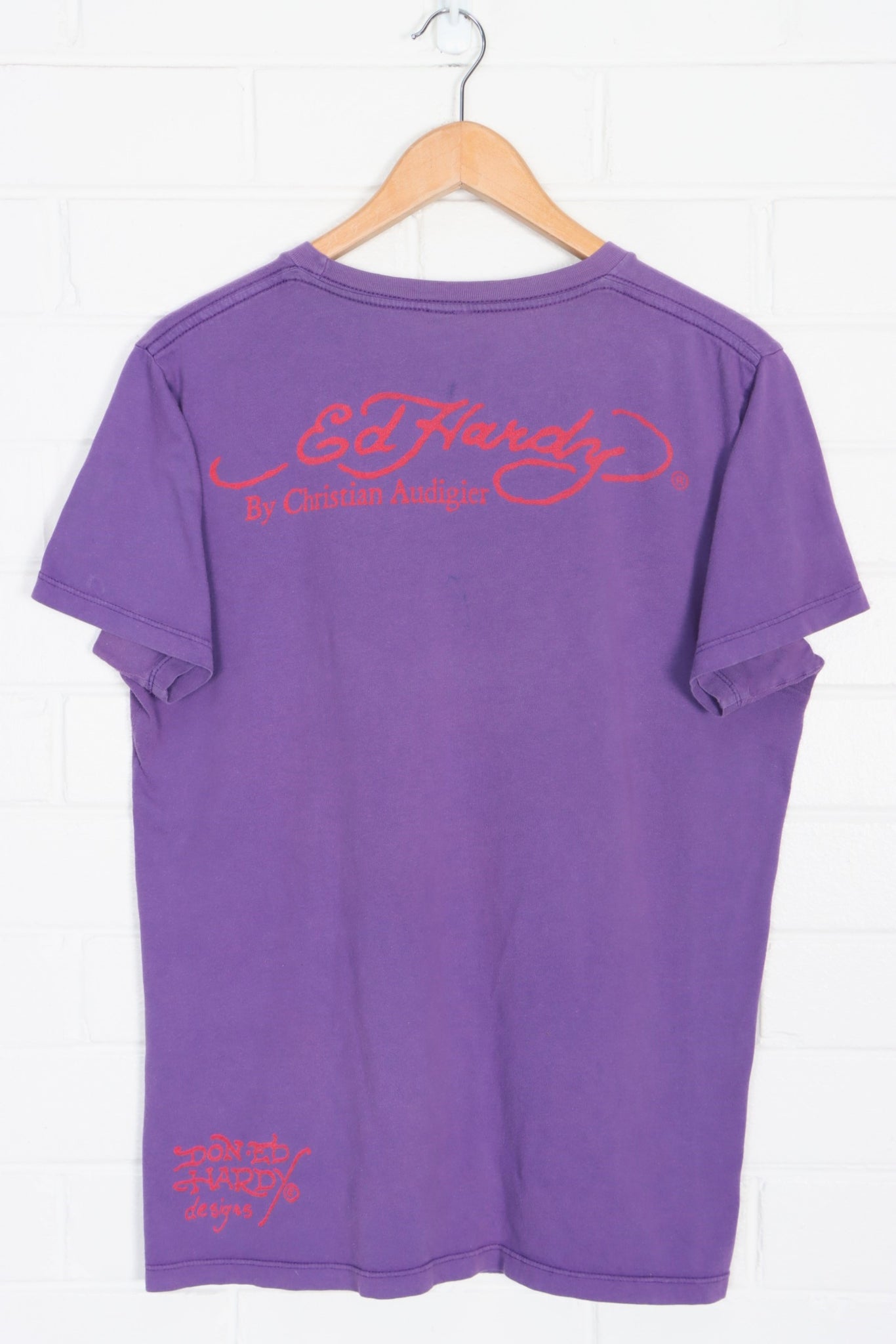 ED HARDY Christian Audigier Purple T Shirt USA Made M Vintage