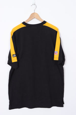 PUMA Pittsburgh Steelers NFL Yellow Stripe Black T-Shirt (XL)