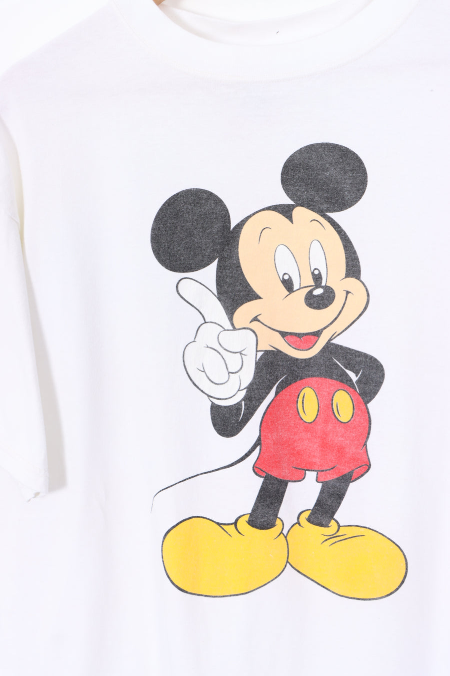 Mickey Mouse Cartoon Large Graphic Print White USA Made T-Shirt (XL)