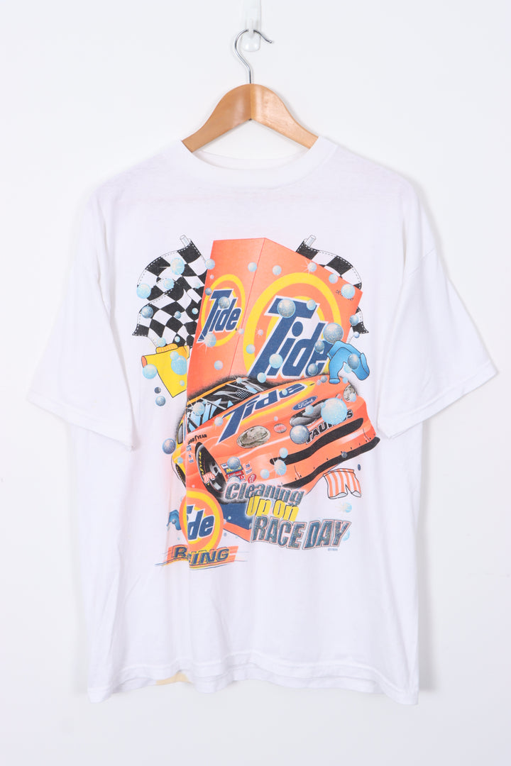 1999 NASCAR Tide 'Cleaning up on Raceday' 50/50 White Tee (XL)