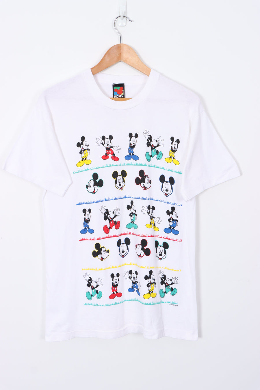 Multi Colour Mickey Mouse Graphic Single Stitch White T-Shirt (L)