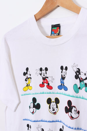 Multi Colour Mickey Mouse Graphic Single Stitch White T-Shirt (L)