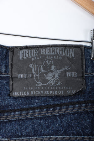 TRUE RELIGION 'Ricky' Embroidered Y2K Jeans USA Made (34)