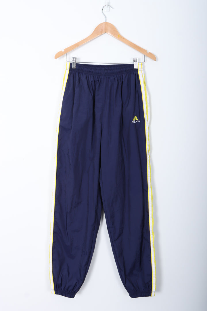 ADIDAS Navy Blue & Yellow Stripe Logo Lined Track Pant (S)