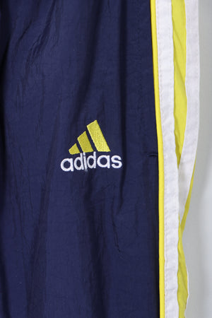 ADIDAS Navy Blue & Yellow Stripe Logo Lined Track Pant (S)