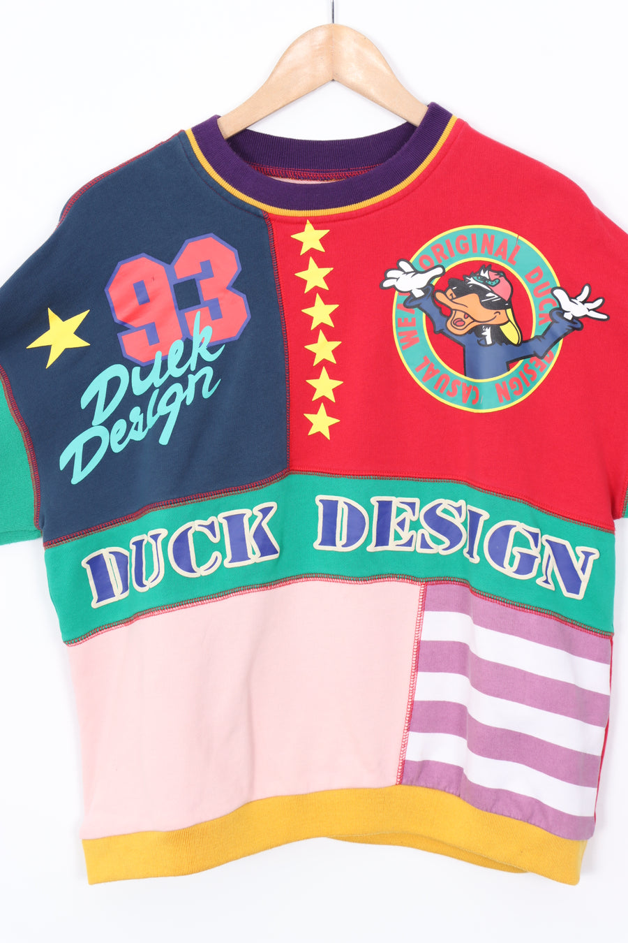 DUCK DESIGN Colour Block Animal Panel Sweatshirt (L)