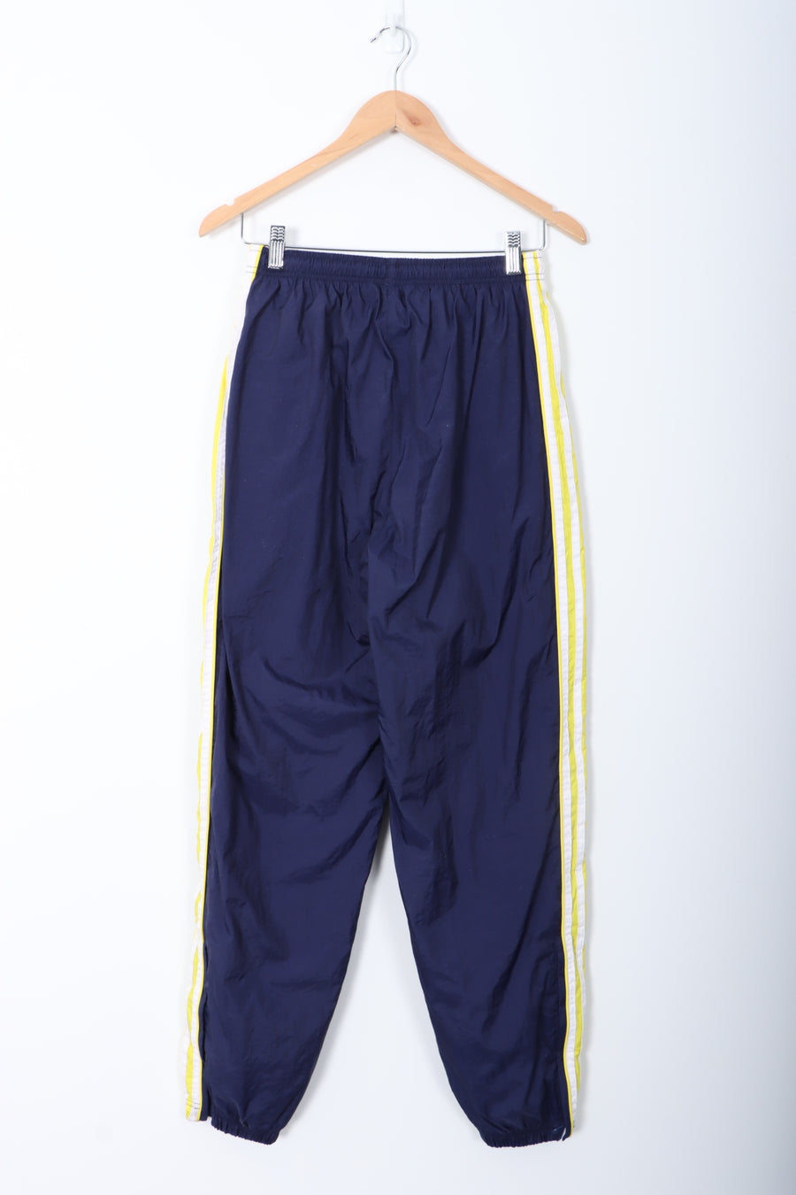 ADIDAS Navy Blue & Yellow Stripe Logo Lined Track Pant (S)