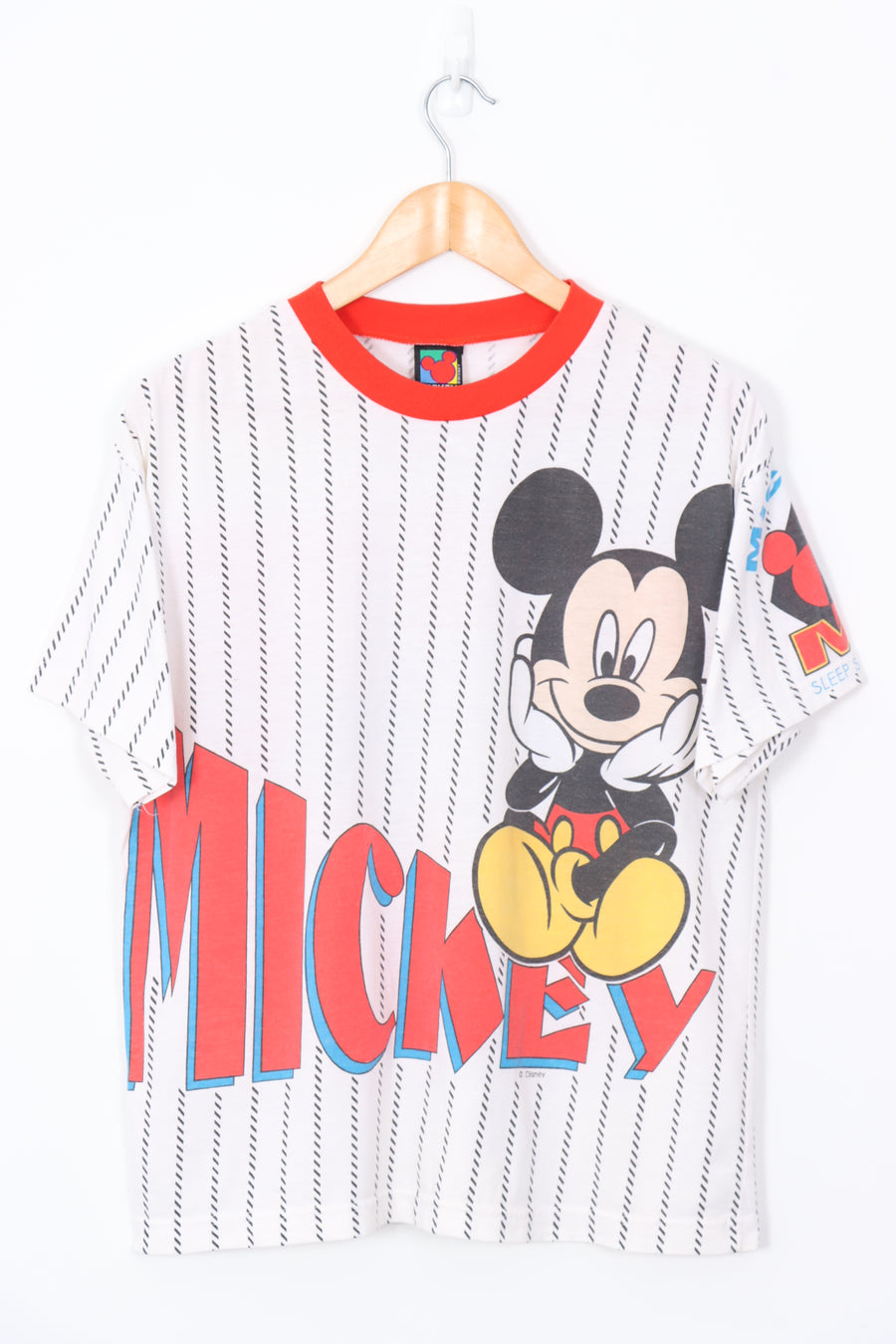 DISNEY Mickey Mouse Red & Blue All Over Graphic Tee (M)