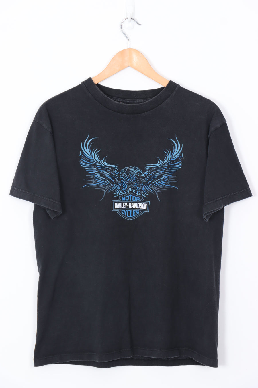 HARLEY DAVIDSON Blue Flame Eagle Kansas USA Made Tee (S)