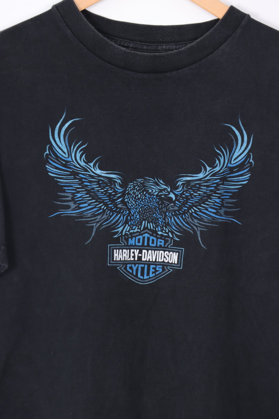 HARLEY DAVIDSON Blue Flame Eagle Kansas USA Made Tee (S)