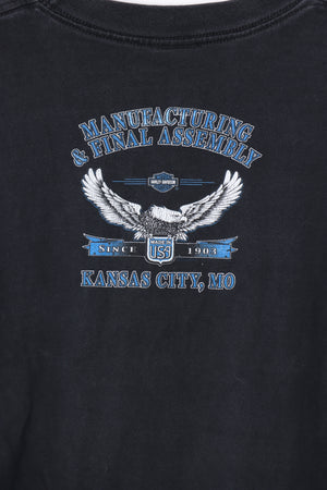 HARLEY DAVIDSON Blue Flame Eagle Kansas USA Made Tee (S)