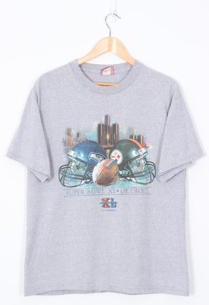 Super Bowl 90th Anniversary Detroit Pro Sport Grey Tee (L)