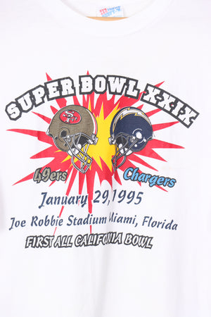 1995 VINTAGE Super Bowl Chargers x 49ers NFL Football Tee (XL)