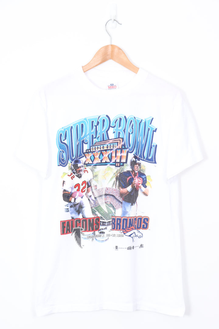 1999 VINTAGE Super Bowl Falcons vs Broncos NFL Football Tee (S-M)