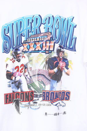 1999 VINTAGE Super Bowl Falcons vs Broncos NFL Football Tee (S-M)