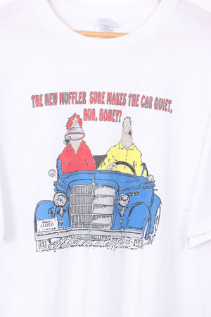 'The New Muffler' Husband & Wife Funny 50/50 Graphic Tee (XL)