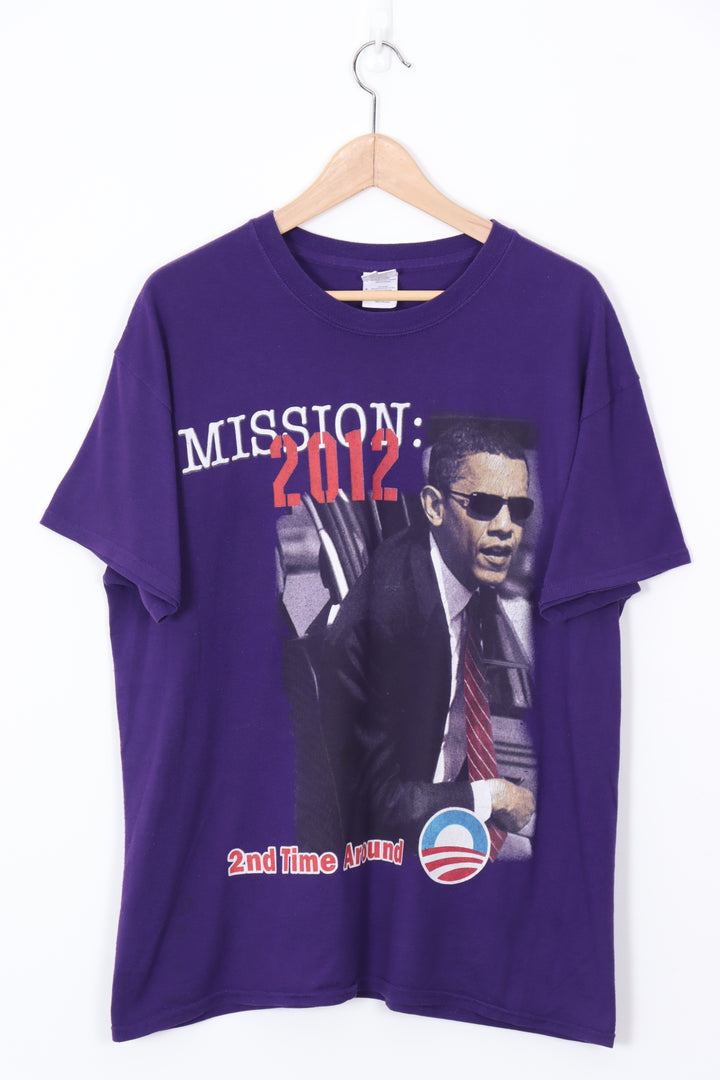 Mission 2012 Barrack Obama Purple Presidential Tee (M-L)