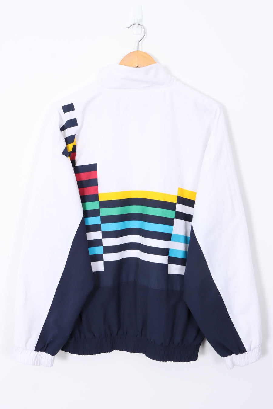 Vintage REEBOK 80s Multicoloured Stripe Windbreaker Jacket (L)