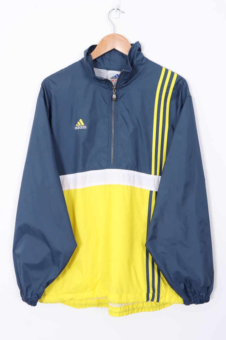 ADIDAS Blue & Yellow 1/2 Zip Windbreaker Pullover (M-L)