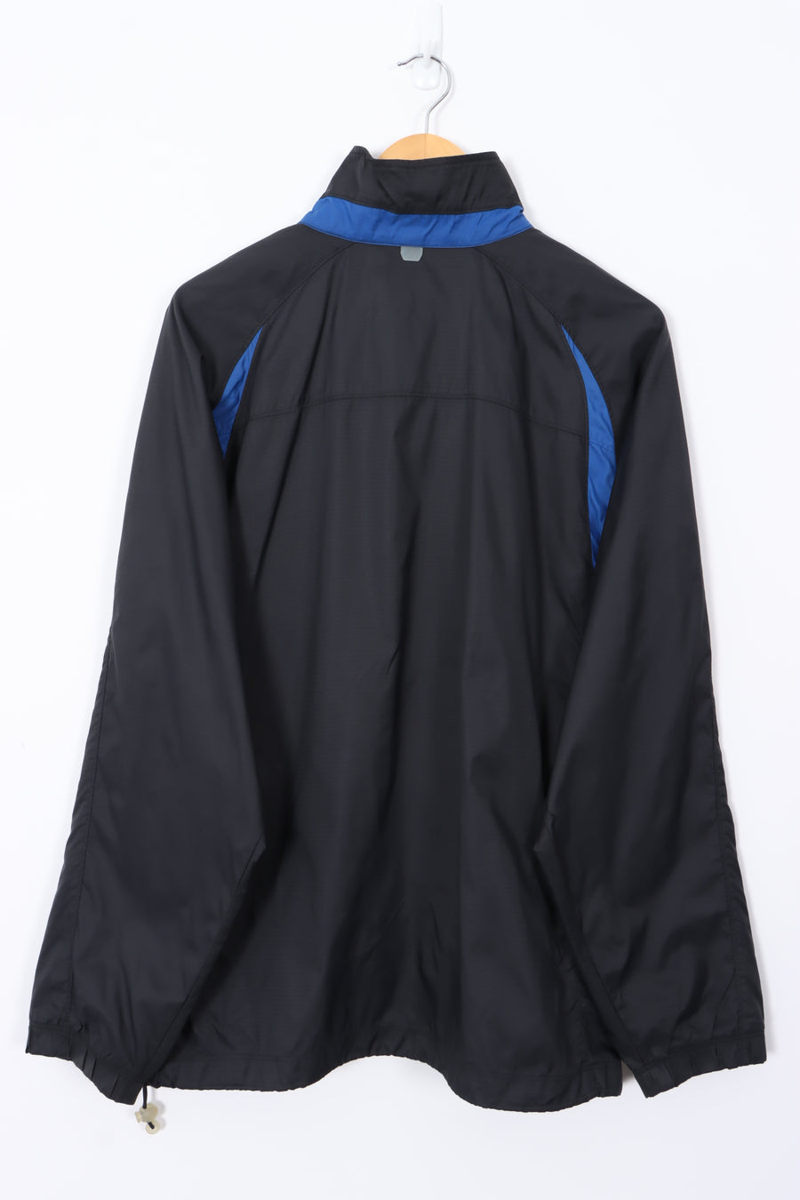 NIKE Black & Blue Swoosh Logo Full Zip Windbreaker Jacket (L)