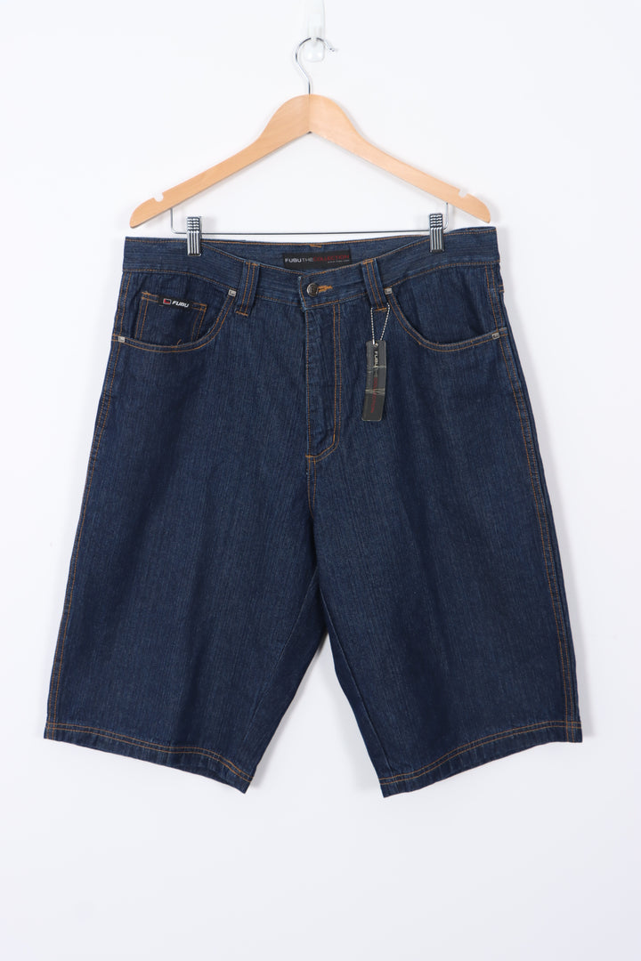 FUBU Dark Denim Loose Fit Y2K Style Shorts (W36)