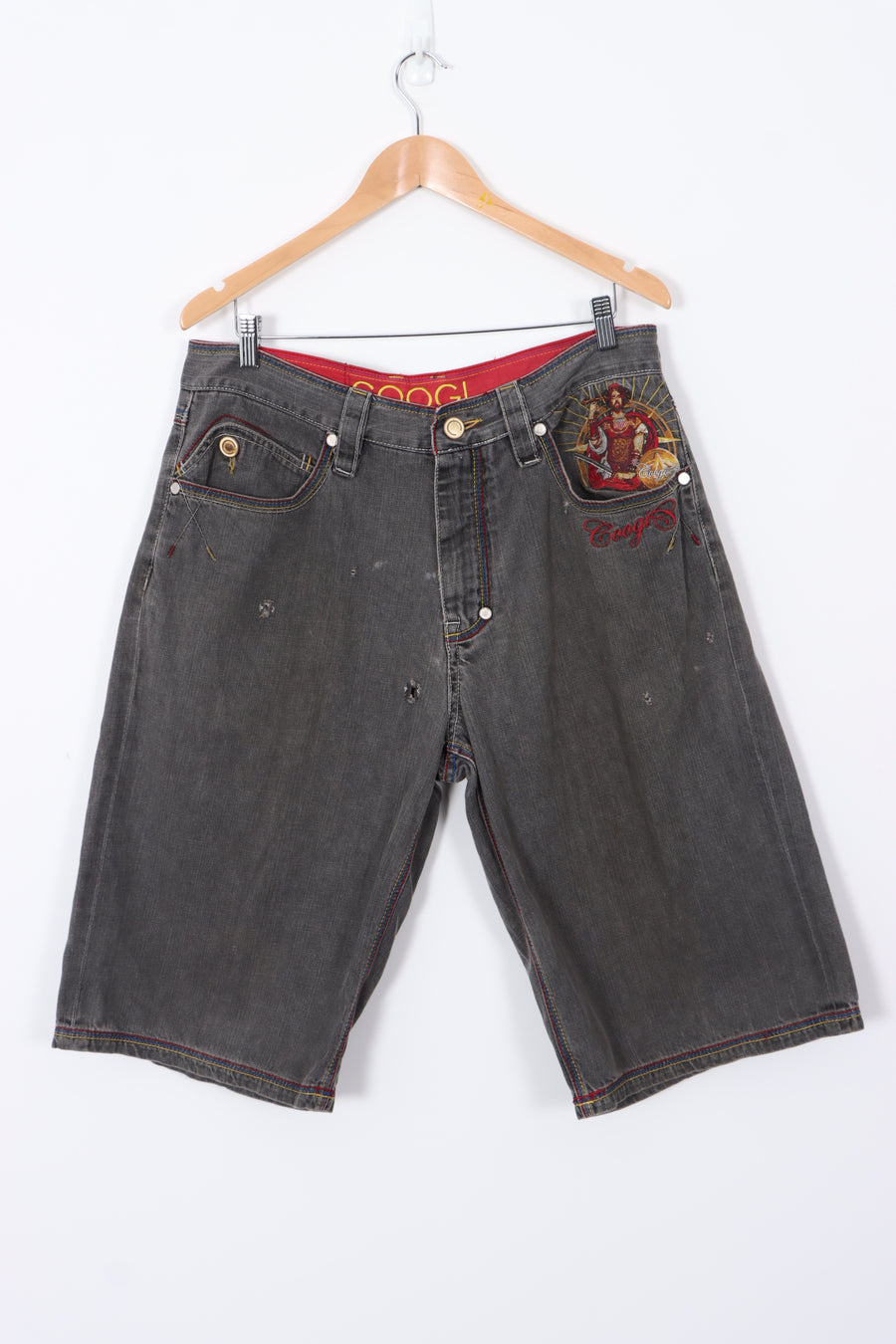 COOGI Star Embroidered Designed Pockets Denim Shorts (W36)