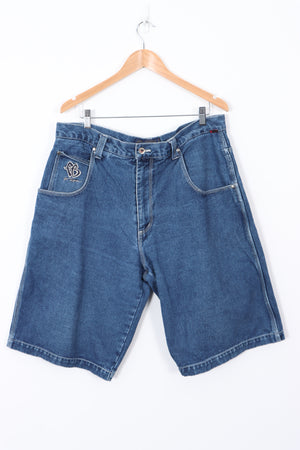 FUBU Jeans Embroidered Pocket Loose Fit Denim Shorts (38)