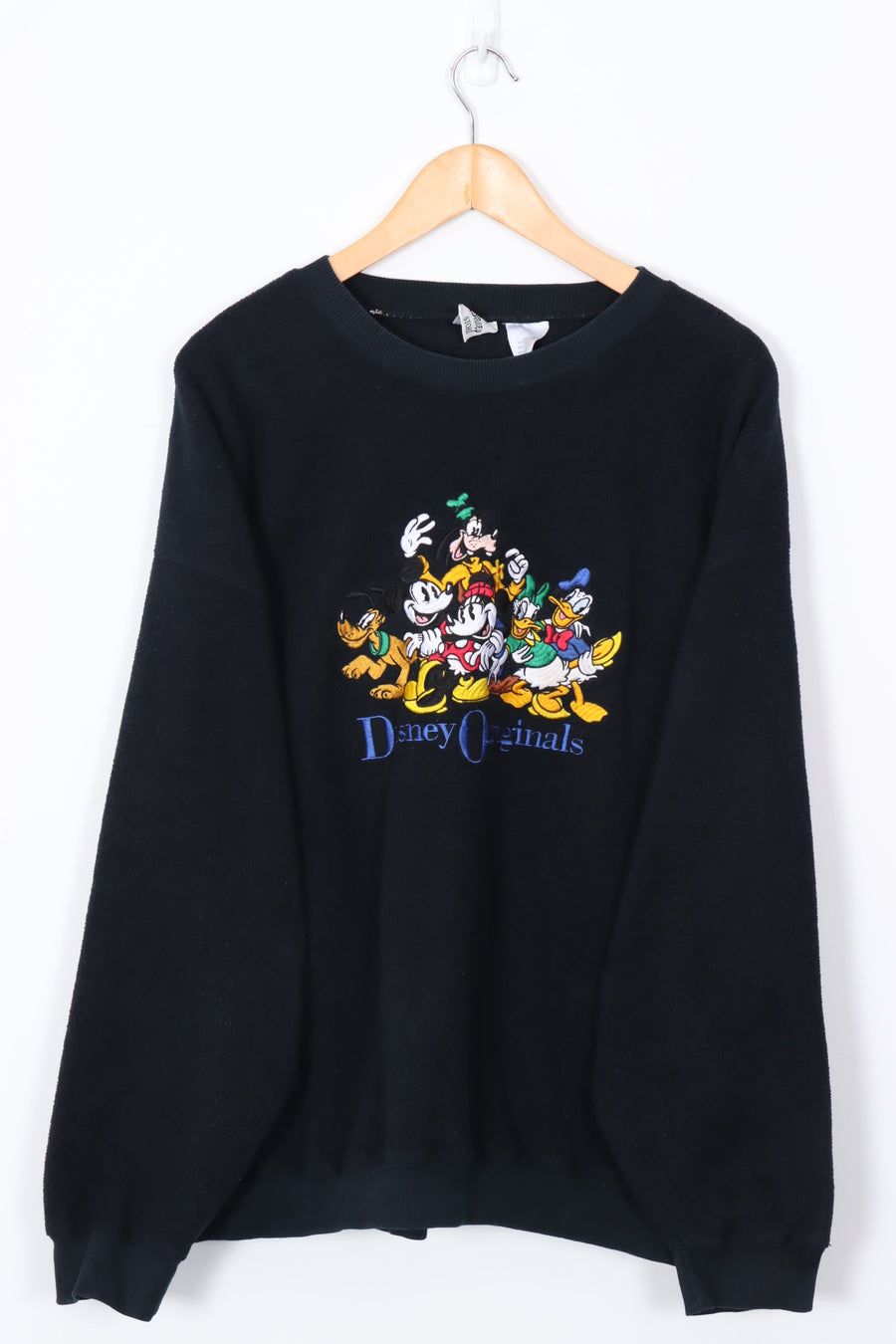 DISNEY ORIGINALS Embroidered Black Fleece Sweatshirt (XL-XXL)