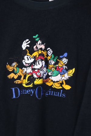 DISNEY ORIGINALS Embroidered Black Fleece Sweatshirt (XL-XXL)