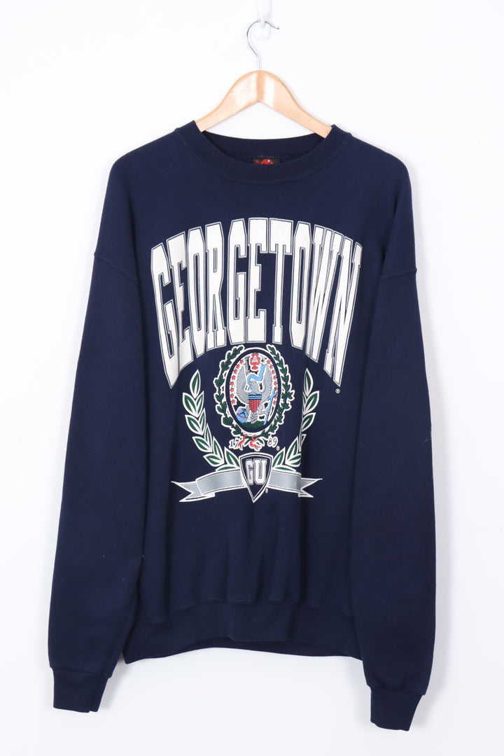 GEORGETOWN University Navy Crest 50/50 Sweatshirt (XL-XXL)