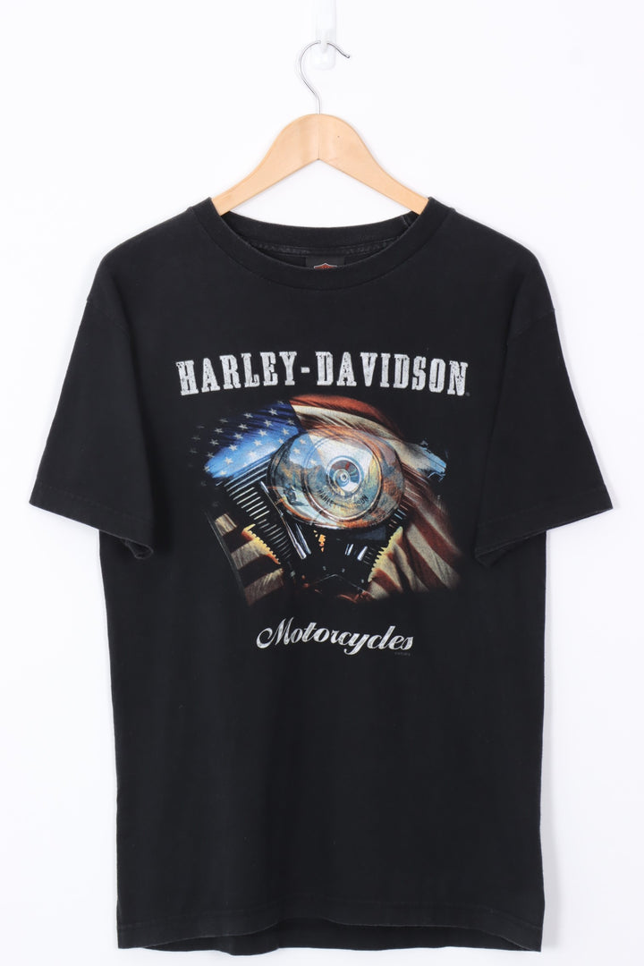 HARLEY DAVIDSON Gowanda New York Flag & Engine Graphic Tee (S-M)