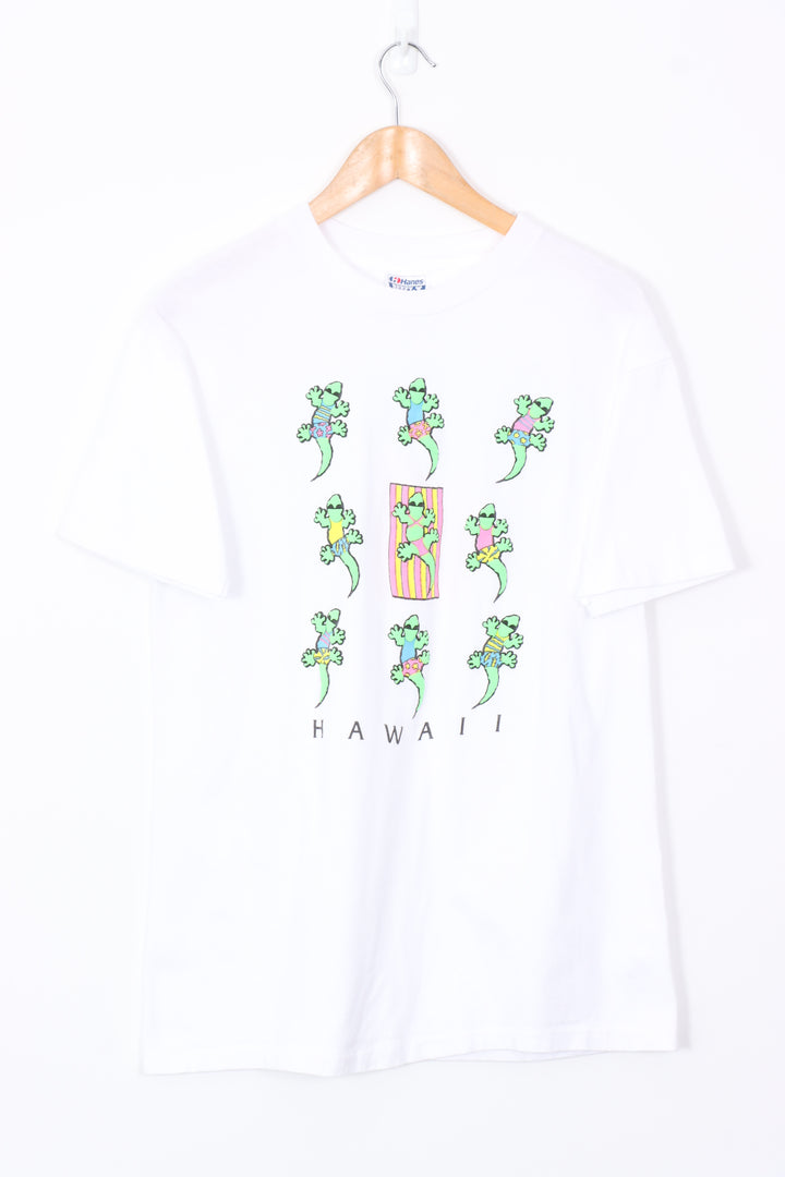 HAWAII Fluro Gecko Lizards 3D Puff Print Destination Tee (M)