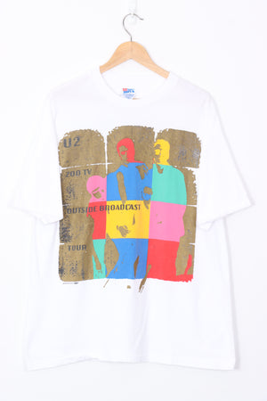 1992 U2 Zoo TV Outside Broadcast Colourful Gold Music Tee (L-XL)