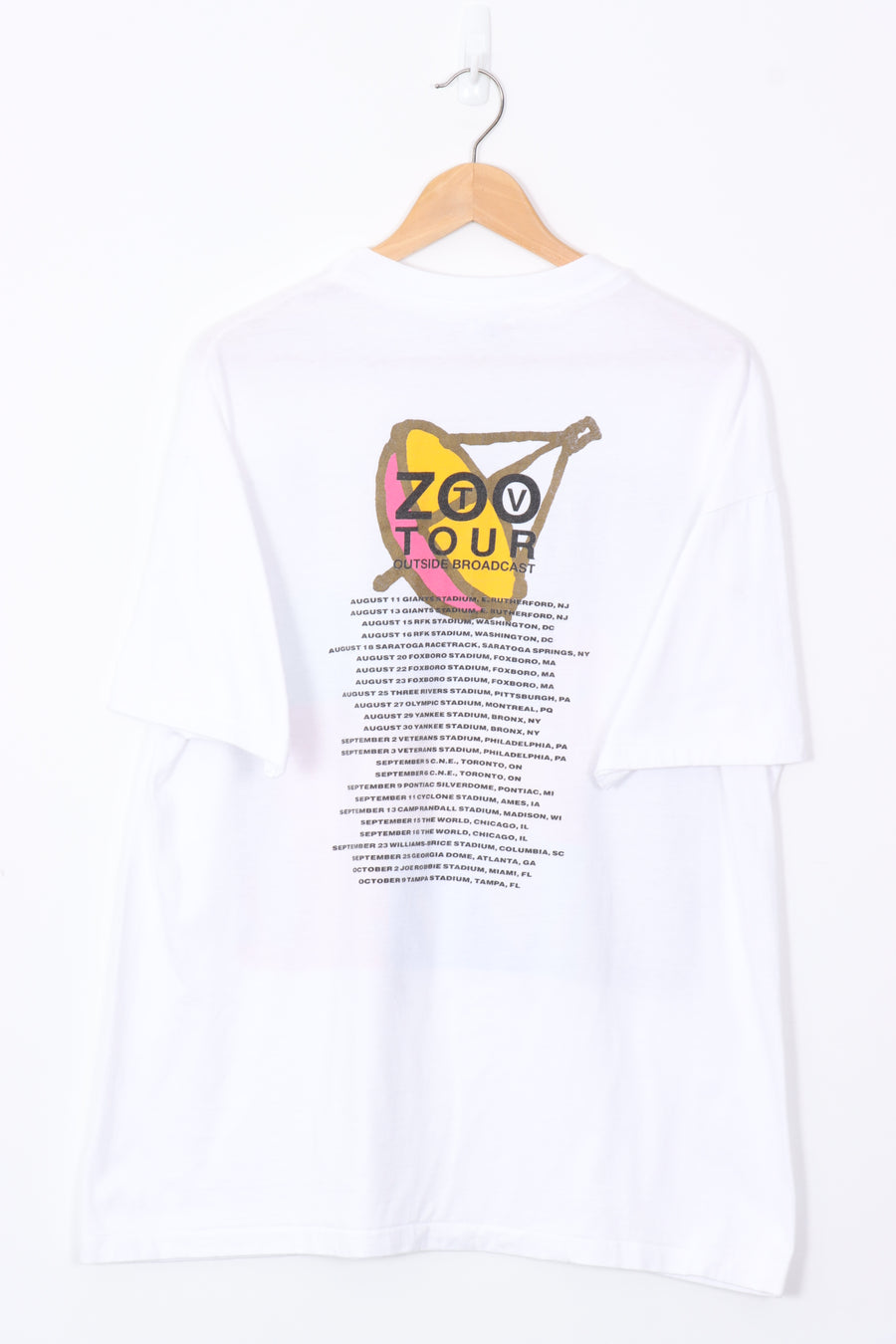 1992 U2 Zoo TV Outside Broadcast Colourful Gold Music Tee (L-XL)