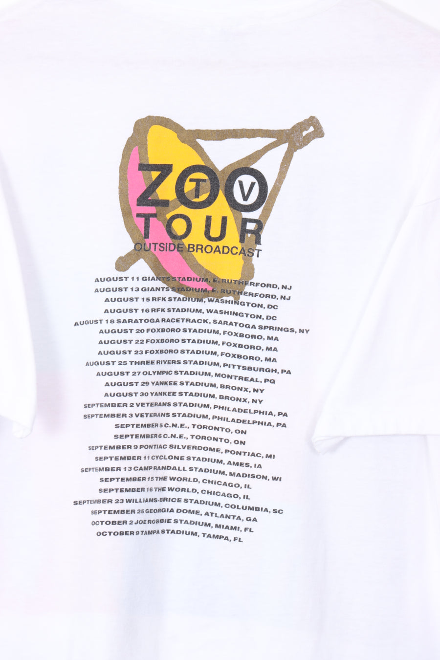 1992 U2 Zoo TV Outside Broadcast Colourful Gold Music Tee (L-XL)