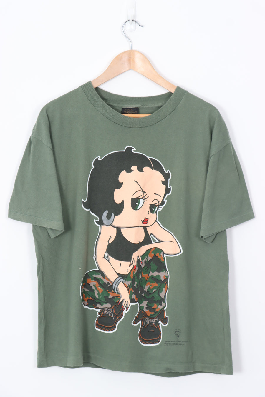 1997 Vintage Girls Rule Camo Betty Boop Made in USA T-Shirt (L)