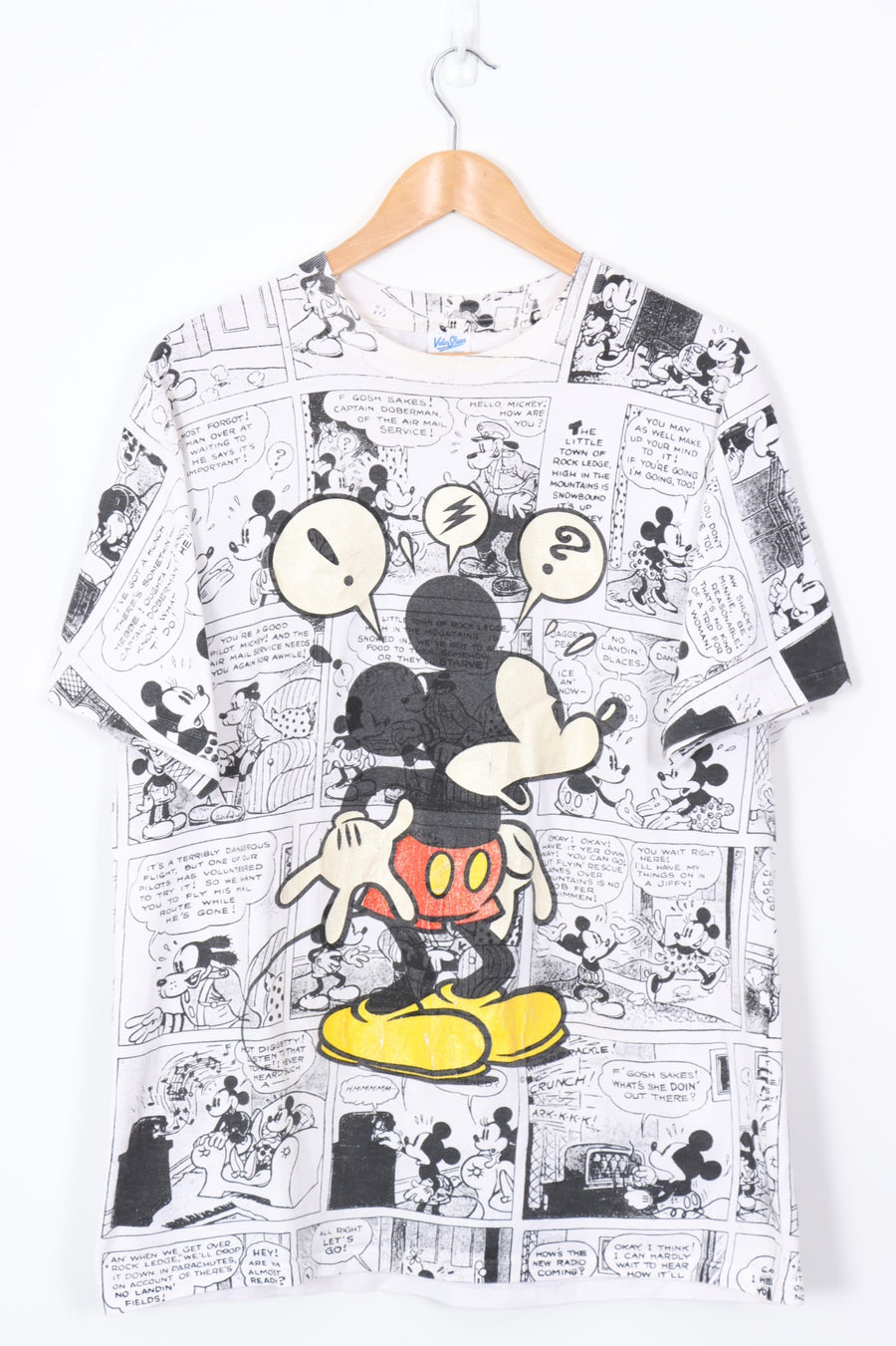 DISNEY Mickey Mouse Comic Strip Glitter All Over Tee (L-XL)