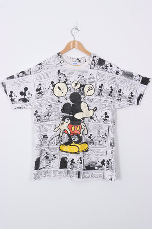 DISNEY Mickey Mouse Comic Strip Glitter All Over Tee (L-XL)