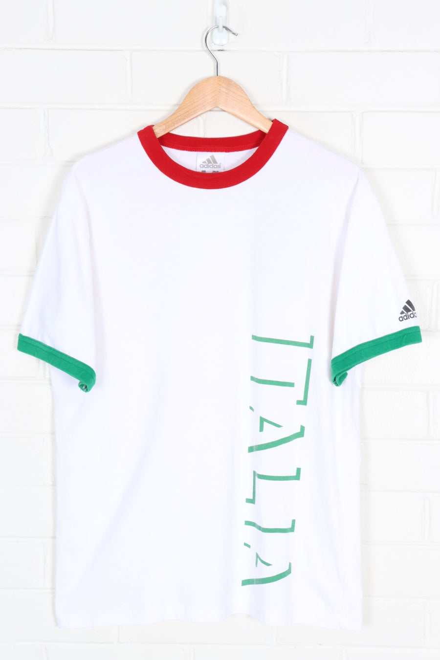 ADIDAS Italia "L Inno Di Mameli' Italy Flag Front Back Ringer Tee (L)