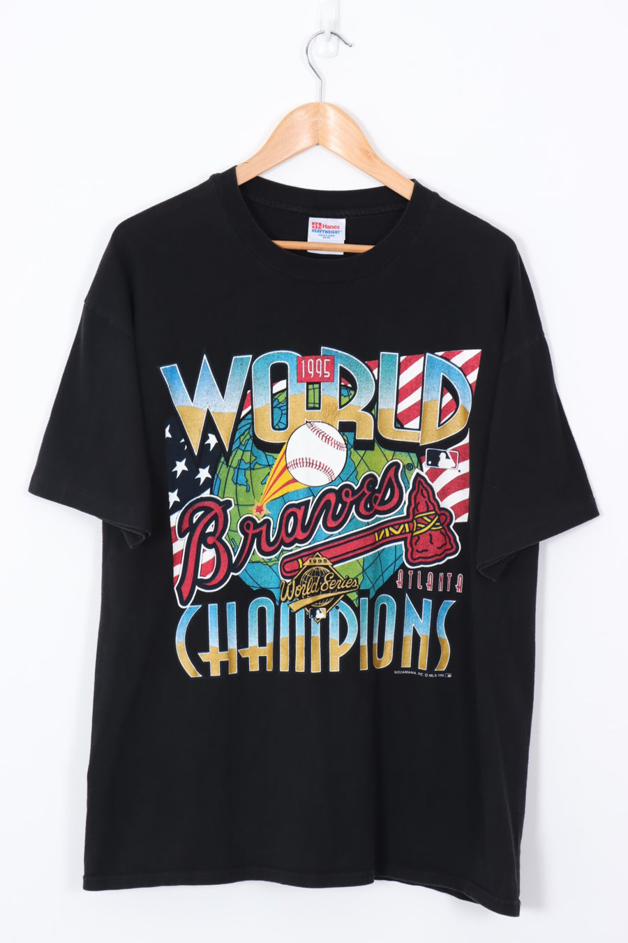 1995 Vintage MLB Braves World Champions Baseball Tee (L-XL)