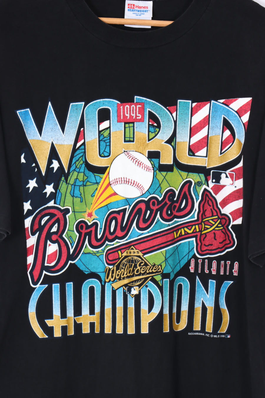 1995 Vintage MLB Braves World Champions Baseball Tee (L-XL)