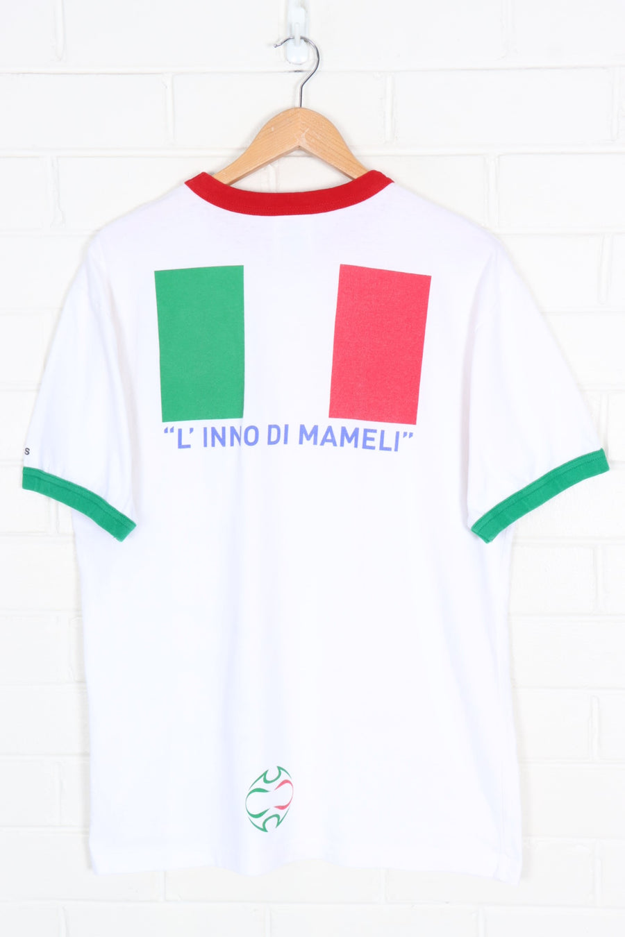 ADIDAS Italia "L Inno Di Mameli' Italy Flag Front Back Ringer Tee (L)