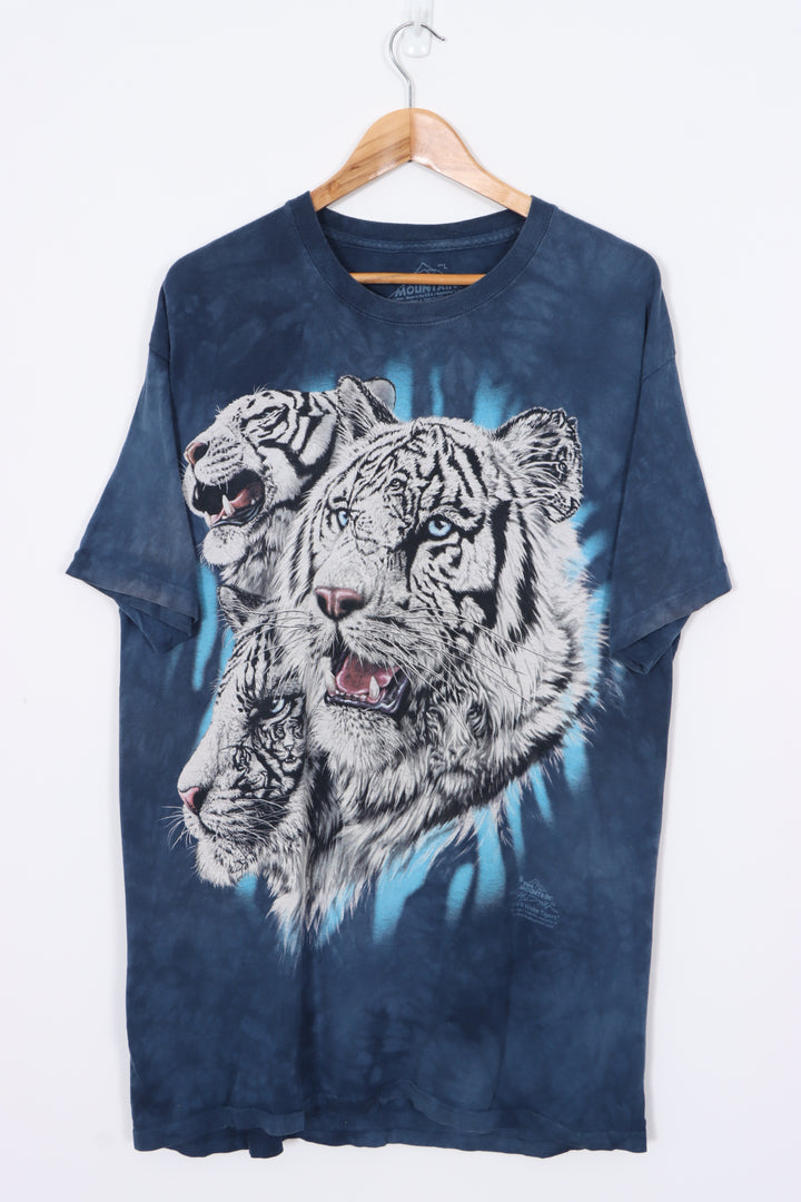 THE MOUTAIN White Tigers Blue Tie Dye T-Shirt (L)