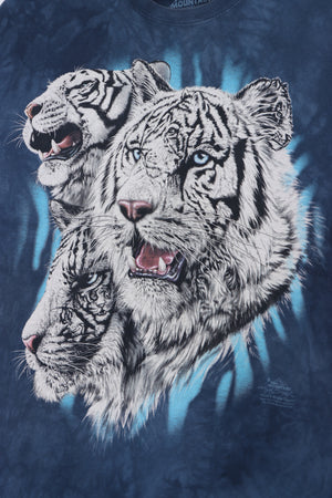 THE MOUTAIN White Tigers Blue Tie Dye T-Shirt (L)