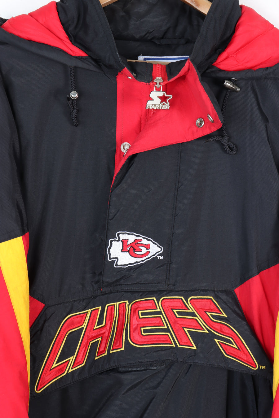 STARTER Chiefs Embroidered 1/4 Zip Panel Jacket Korean Made (XXL)