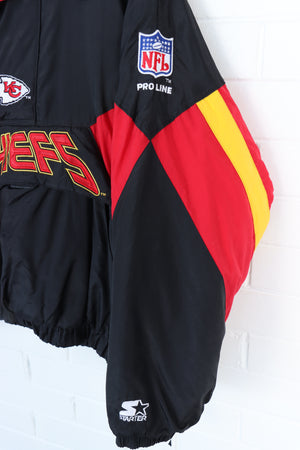 STARTER Chiefs Embroidered 1/4 Zip Panel Jacket Korean Made (XXL)