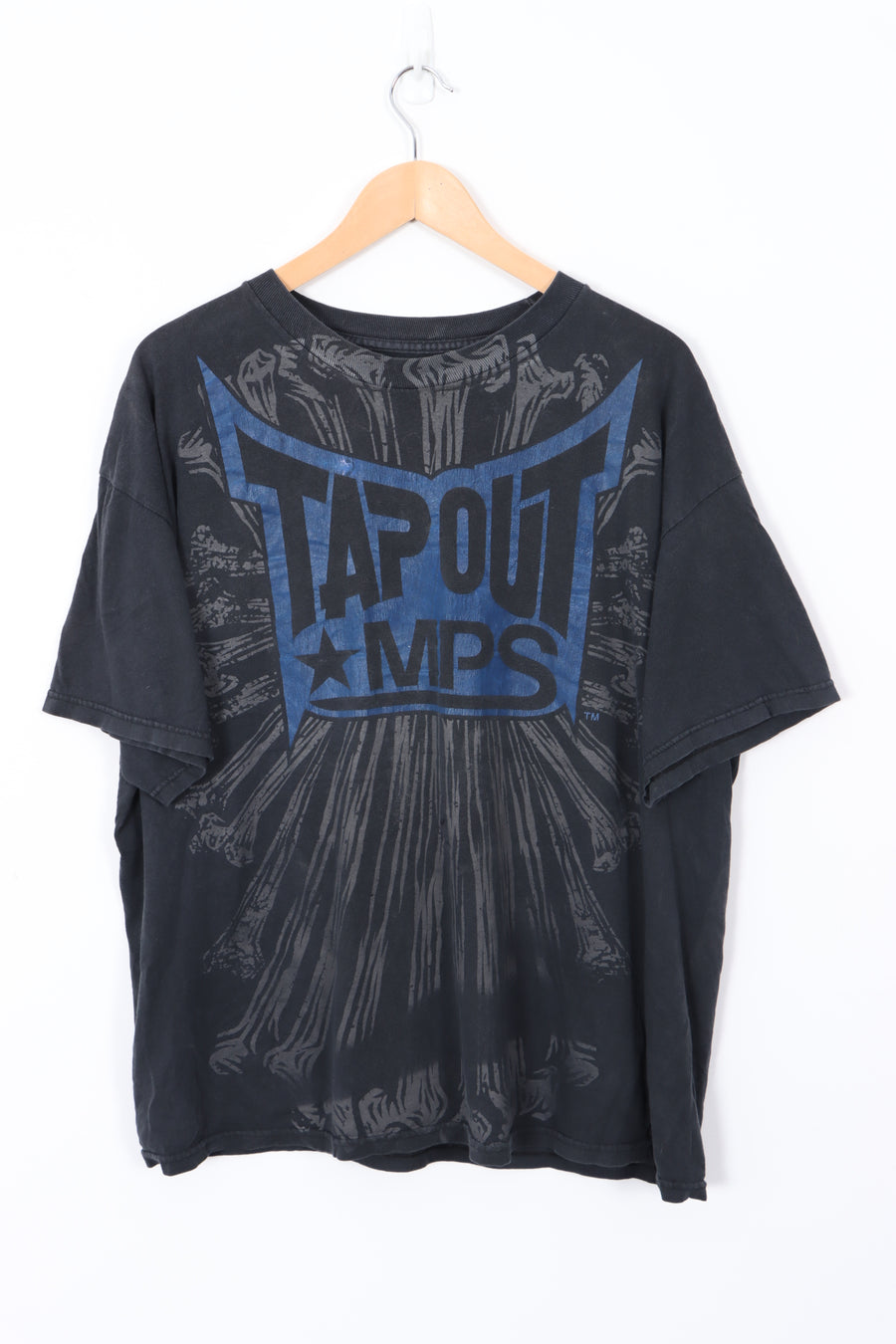 TAPOUT MPS Large Blue Spell Out Logo Y2K Style T-Shirt (XL)